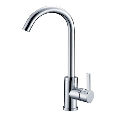 one handle chrome upc faucet in kitchen