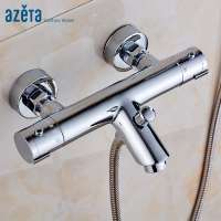 Hot Sale Wall Mounted Chrome Bathroom Thermostatic Tap Faucet Bathtub Mixer With Handheld Shower Set