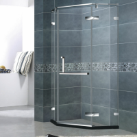 Chromed Bathroom Hinge Swing Door Diamond Shape Shower Screen