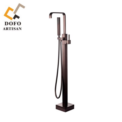 Oil Rubbed Bronze Floor Bathtub Freestanding Bath Faucet Shower Set