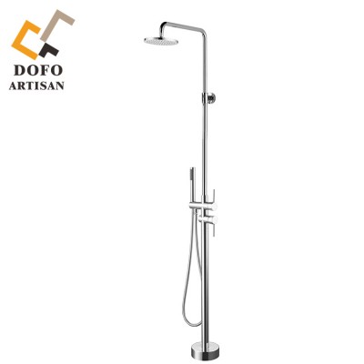 cUPC Contemporary Freestanding Floor Mount Bath Tub Filler Faucet Spout Single Handle with Handheld Shower head