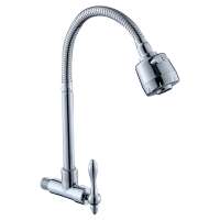 Zinc Alloy  Handle  Wall Mounted Single Cold Kitchen Faucet/Tap  For Kitchen  Sink With Brass  Body