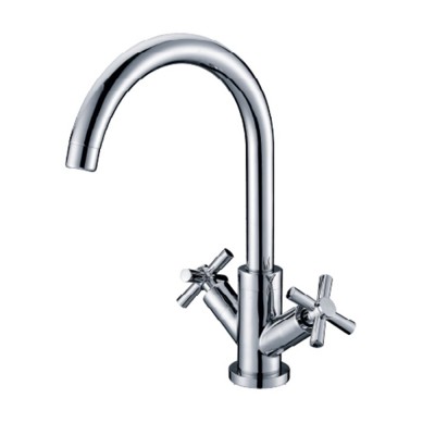 Cold hot water mixed washing hand faucet with dual handle